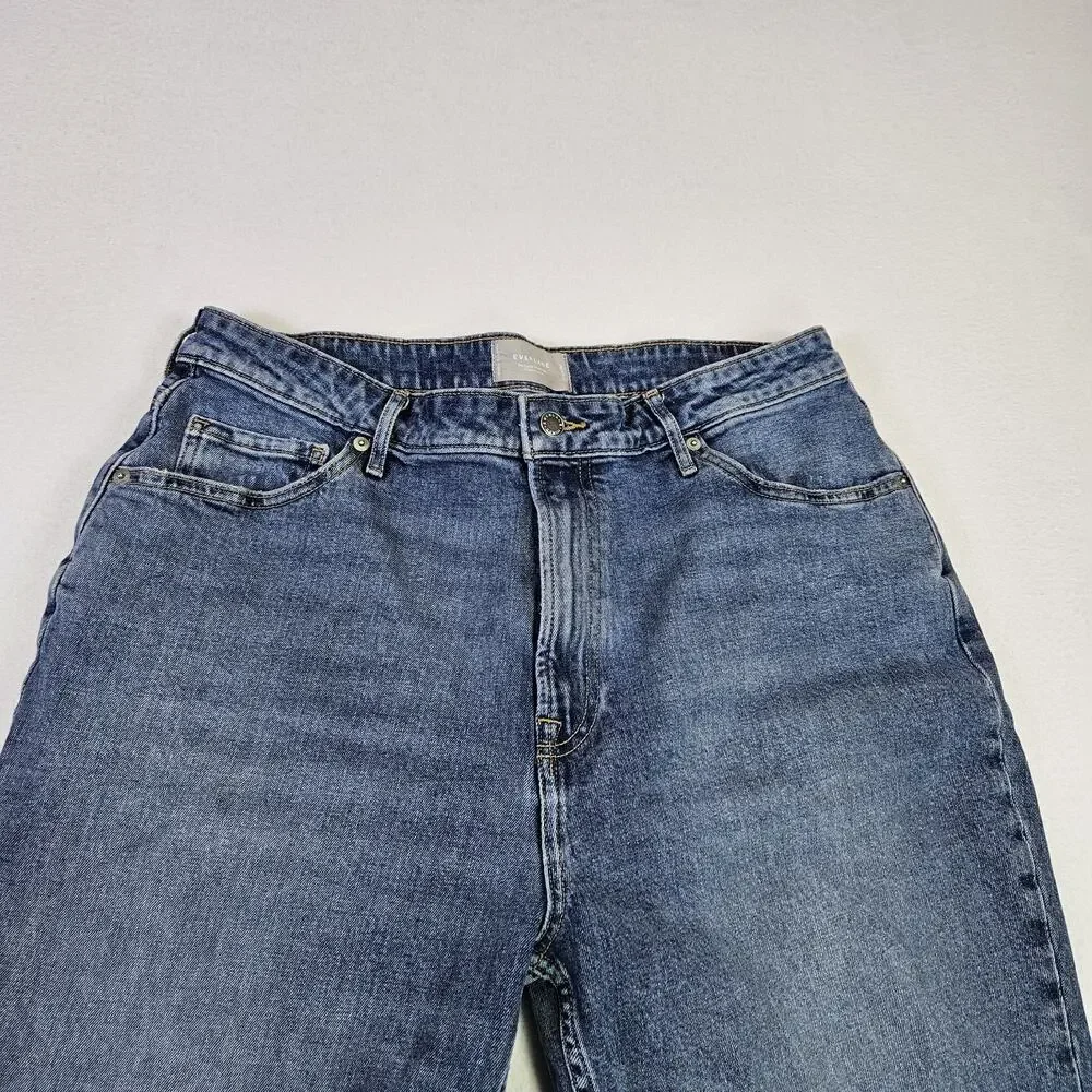 Everlane Curvy Cheeky Jeans Womens 33R 34x28 Organic Cotton Blue Rigid Denim 16